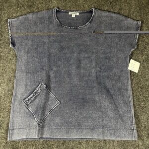 PBJ Blues Sweater Women's‎ Med Blue Pullover Knitted Ramie Cotton Pocket NWT